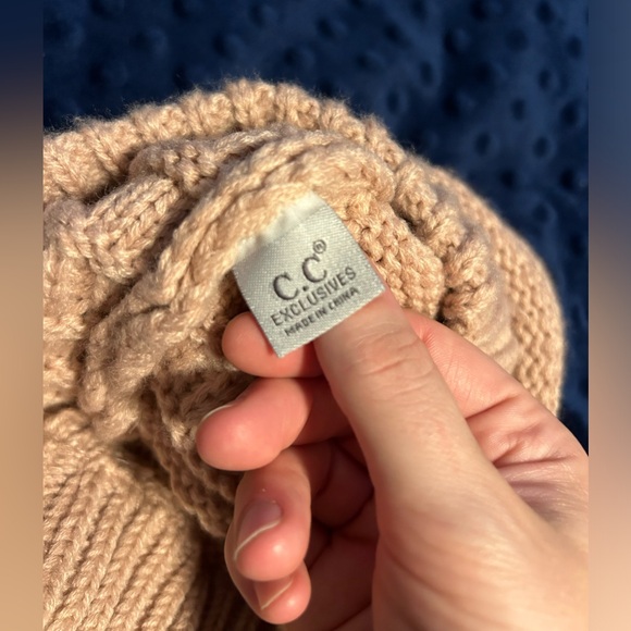 C.C Exclusive Women Ribbed Knit Solid Color Beanie Hat with Button for Mask - Picture 7 of 7